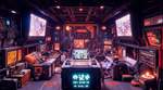 A masterpiece of the best quality with very aesthetic elements, showcasing an industrial outpost in 