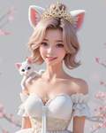 midrange portrait cute girl, Disney Princess, Cinderella, Cat, 3d game character