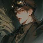 score_9, score_8_up, score_8, 1boy, 1dragon, brown hair, brown eyes, brown vest, pretty face, button