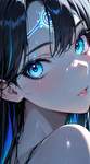 masterpiece, 1girl, Under the iridescent glow of moonlight, a young girl's face fills the frame, rad