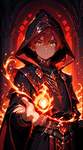 1man, young male, solo, short red hair, fire wizard, HDR, 8K, high contrast, masterpiece, best quali