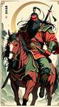 1man, 1horse, an Asian general soldier riding an armored wild red horse, Chinese Three Kingdoms, GUA