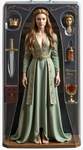 A full-figure action figure of a Margaery Tyrell woman shown from the front, standing centered insid