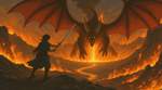 A monster hunter wielding a great sword is engaged in a fierce battle with a Rathalos. In the backgr