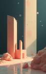 Minimalist and surreal space, geometric forms