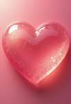 A close-up shot of a heart-shaped pink transparent jelly with a glossy, moist texture, captured in h